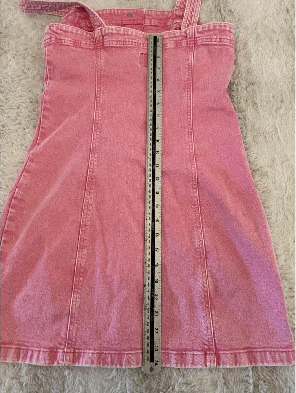 GAP Pink Denim Mini Dress Button Front Strappy NWT Size Small - Picture 7 of 9